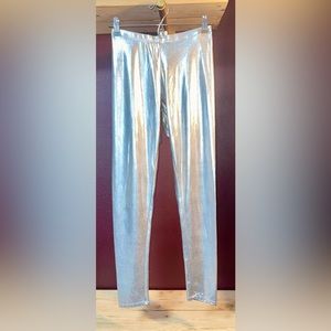 Metallic Silver Stretch Pants